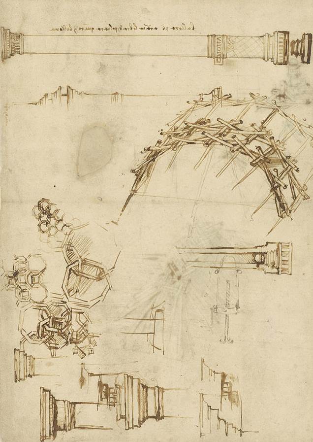 Leonardo da Vinci.  Miscellaneous Designs.  Codex Atlanticus (1478 - 1519), , f. 71v.  Milan:  Biblioteca Ambrosiana.