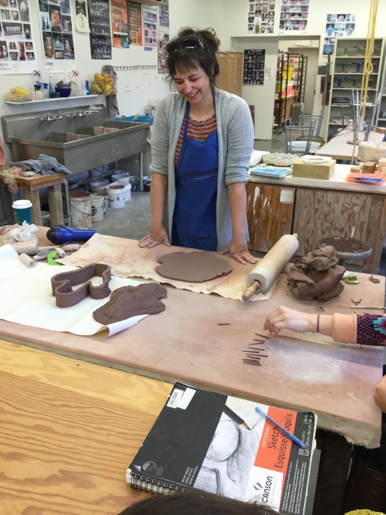 Chandra DeBuse in the Ceramics Studio at Truman, November 9th, 2015. 