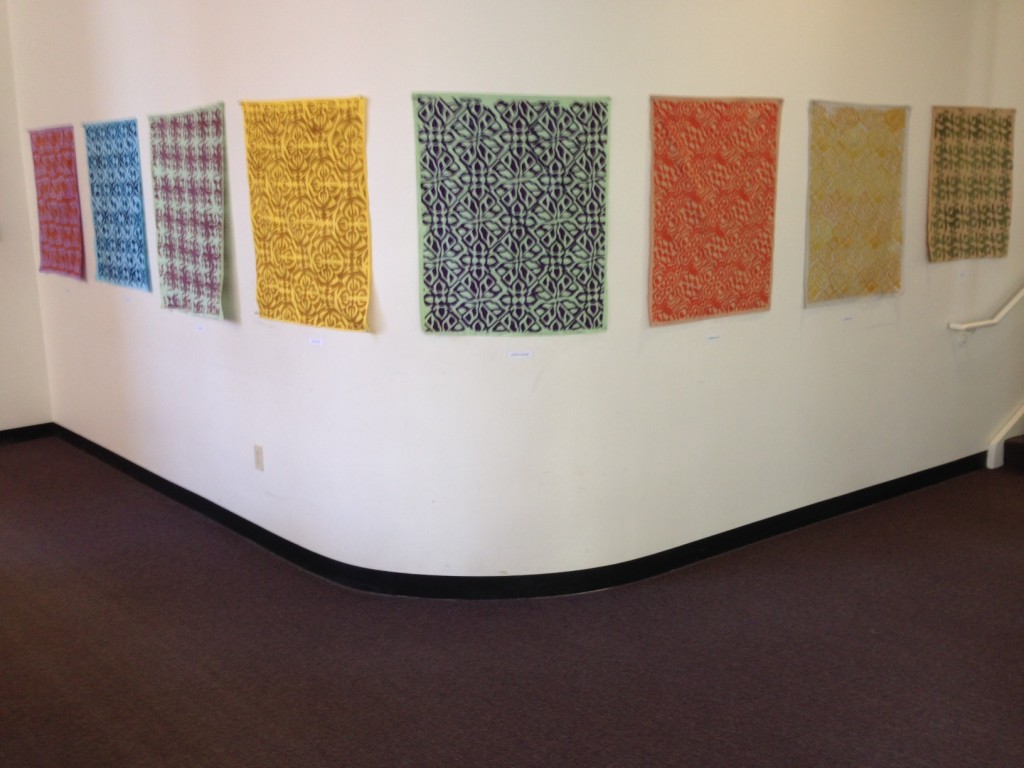 Fibers Students' work on the walls of Ophelia Parrish Hall.