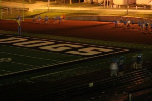 glow sticks on football field