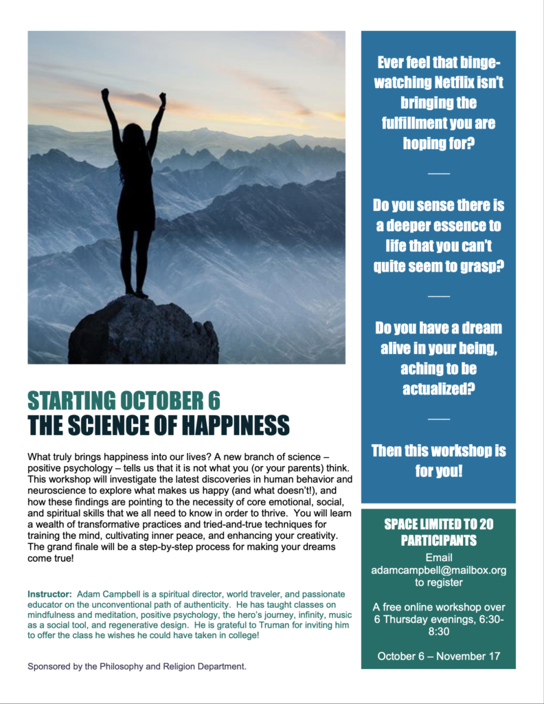 F22 Science of Happiness workshop flyer